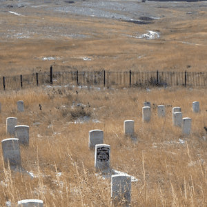 Tombstones mark the site of Custers famous Little Big Horn defeat