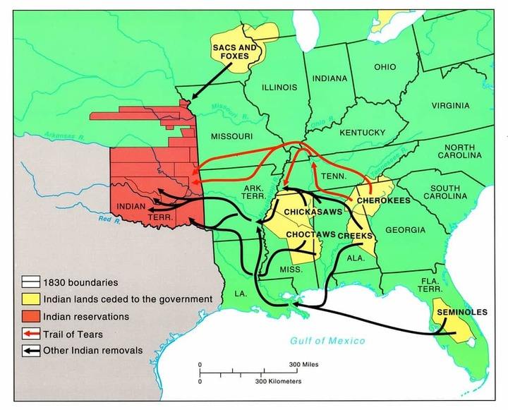 trail of tears indian removal map