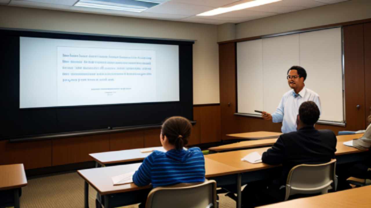 college professor teaches class