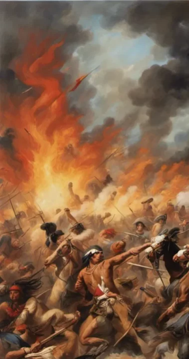 painting capturing the intense battle scenes during the Yamasee War